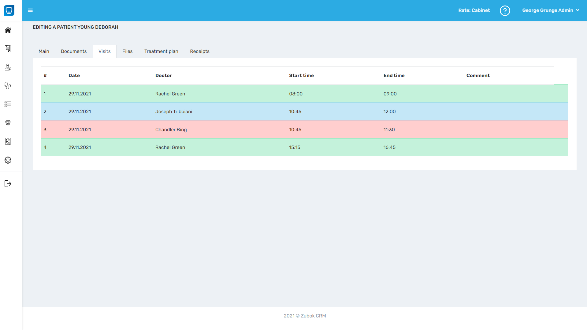 screenshot of Zubok CRM